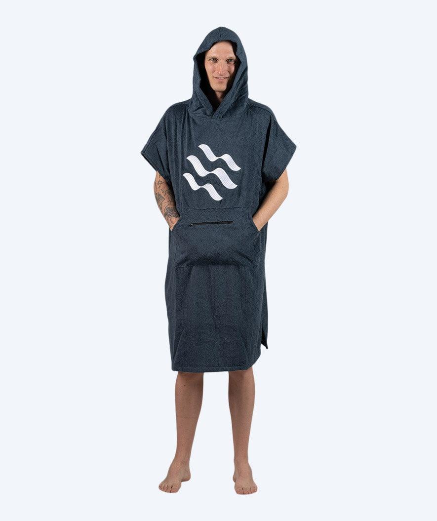 Watery badeponcho til voksne i mørkeblå bomuld/frotté med hætte