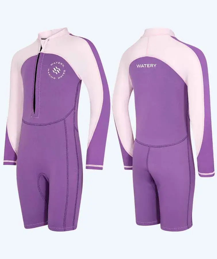Watery Calypso Langærmet UV Våddragt til børn Atlantic Purple produktfoto